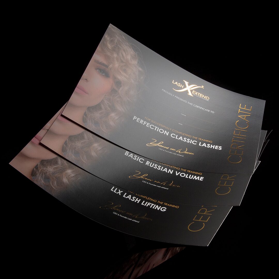 Lash eXtend-certificaten voor Classic Lashes, Russian Volume en Lash Lifting
